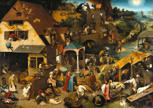 Netherlandish Proverbs (The Blue Cloak) — Contour Drawing