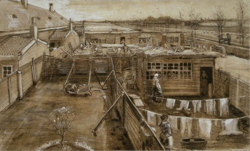 Dutch:  Timmermansloods en wasserijCarpenter's Yard and Laundry — Dry Brush