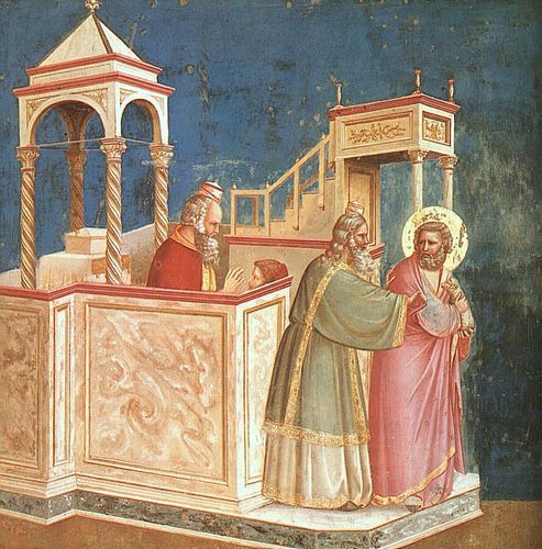 Cycle of the Life of Joachim: Expulsion of Joachim from the Temple
Alternative title(s): 1. Rejection of Joachim's Sacrifice — Fresco