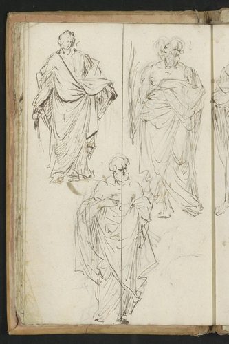 Drie staande mannen in toga, RP-T-1905-164-11(V) — Gesture Drawing