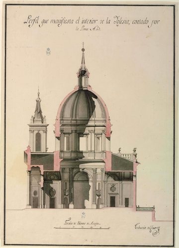 Sección longitudinal de la Iglesia de Torrero — Ink Wash