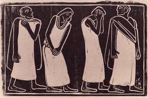Christian Rohlfs, Figurenkomposition, 1910 — Linocut