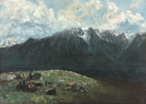 Panoramic View of the Alps, Les Dents du Midi — Palette Knife Painting