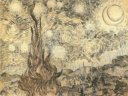The Starry Night — Pen and Ink