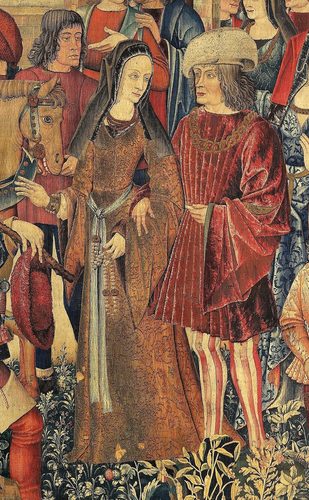 The Unicorn is Killed and Brought to the Castle (from the Unicorn Tapestries) – 467641 (cropped01) — Tapestry Weaving