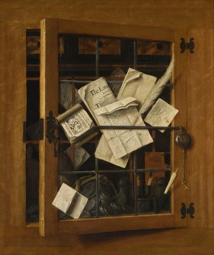 Trompe l'oeil of an open cabinet — Trompe-l'œil