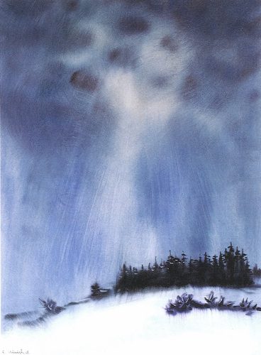 Erwin Hinrichs Winterbild — Wet-on-Wet Watercolor