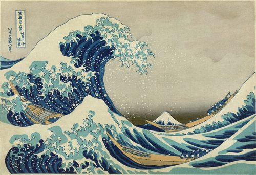 Japanese:  『神奈川沖浪裏』 - Kanagawa oki nami ura — Woodcut