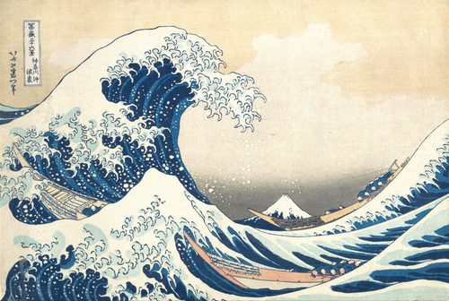 Japanese:  『神奈川沖浪裏 』The Great Wave off Kanagawa — Woodcut