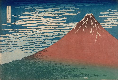 Fine Wind, Clear Weather (Gaifū kaisei), also known as Red Fuji, from the series Thirty-six Views of Mount Fuji (Fugaku sanjūrokkei) — Woodcut